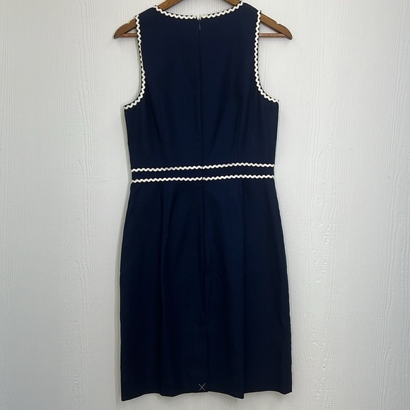 J.Crew - NWT Navy Sleeveless Blue And White Ric Rac Trim Lined Dress Size 6 - Picture 9 of 11